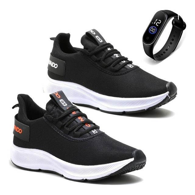 Kit 2 Pares Tênis Masculino Para Academia Esportivo +relógio Kit 2 Pares Tênis Masculino Para Academia Esportivo +relógio
