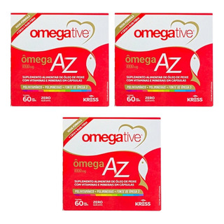 Kit Omegative Ômega Az Com 3 Unidades De 60 Cápsulas Cada Kit Omegative Ômega Az Com 3 Unidades De 60 Cápsulas Cada