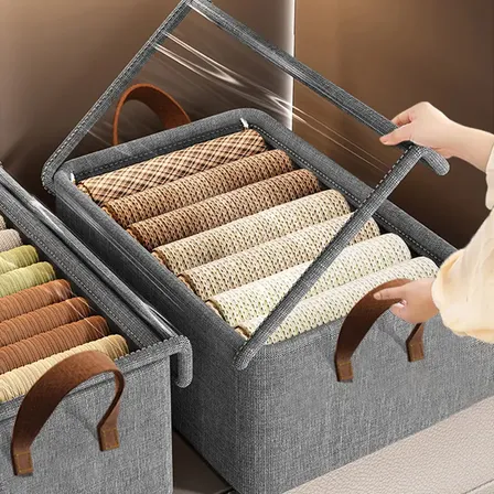 Kit 3 Organizador De Roupas Para Organizacäo Para Casa- Cinz Cinza-escuro