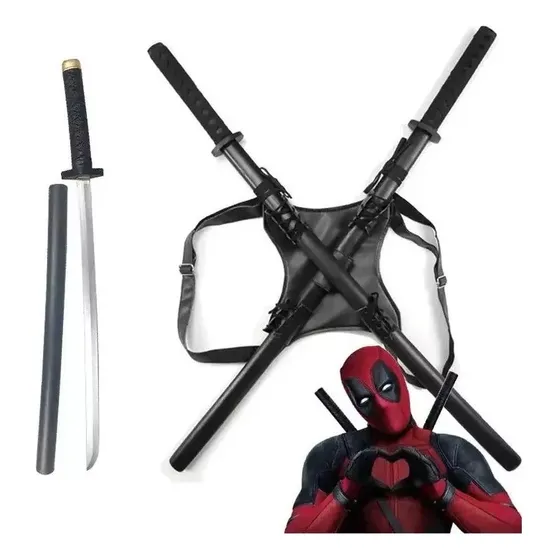 Katanas De Deadpool Para Niños Bambú (par + Mochila)