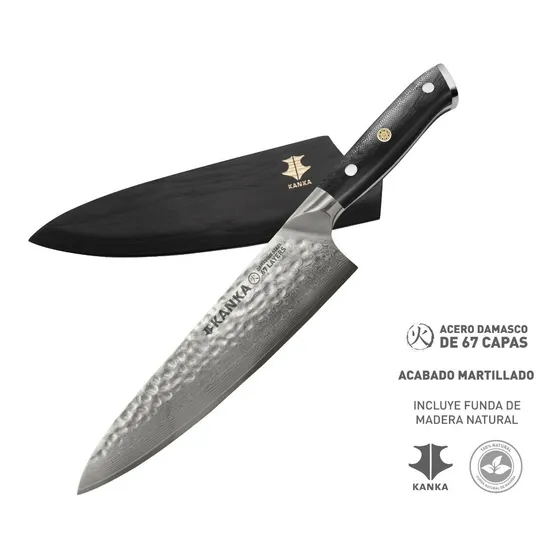 Kanka - Cuchillo Chef 21cm Acero Damasco 67 Capas Con Funda Color Negro