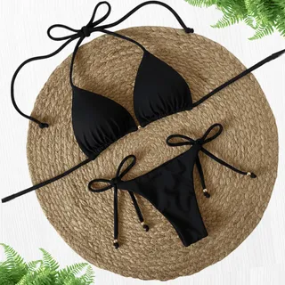 Biquíni Feminino Cortininha Bojo Removível Fio Duplo Amarrar