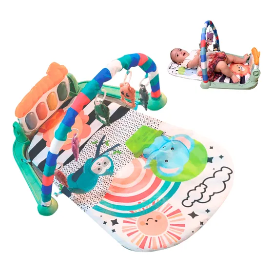Tapete De Atividades Musical Bebê Com Piano E Móbile Zippy
