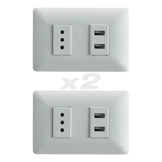 2x Enchufe Simple Blanco 10a 250v + 2 Tomas Usb Sec Stanford