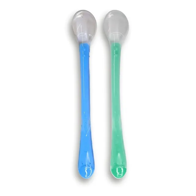Cuchara De Silicon Para Bebe 2 Pack Nuby Color Azul-verde