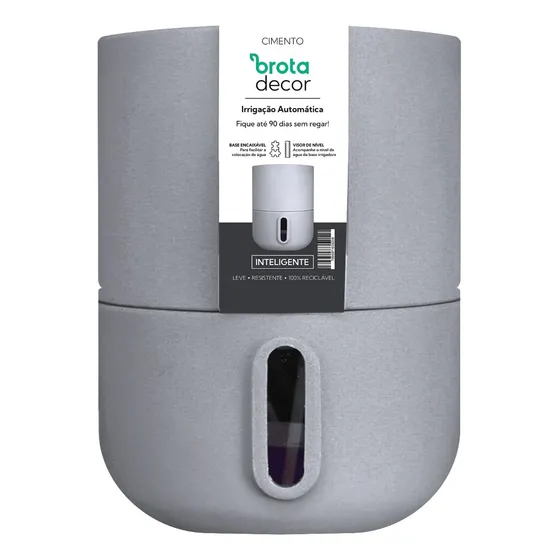 Vaso Auto Irrigável 25cm Autoirrigavel Raiz Cor Cimento