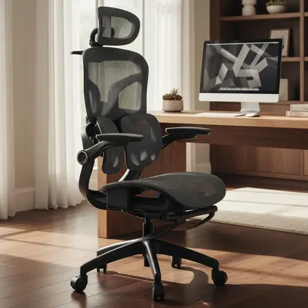 Cadeira Escritório Ergonômica Com Suporte Lombar Python Fly Cor Preto