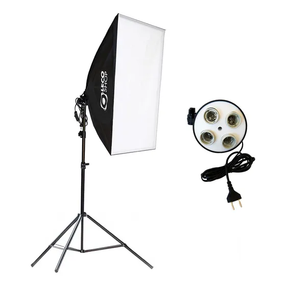 Kit Soft Box 50 X 70 Quadruplo Luz Estúdio Youtuber Video