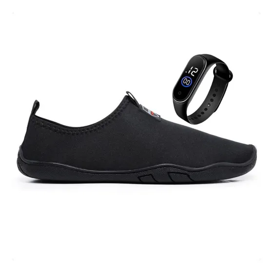 Sapatilha Aquática Neoprene Flexível Praia Natação + Relógio