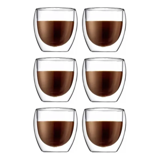 Tazas X6 Vasos Espreso 150ml Doble vidrio 383 Pared Cafe Capuchino Benabi