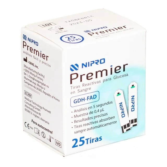 Tiras Reactivas Glucosa Nipro Premier Caja 25 Unidades