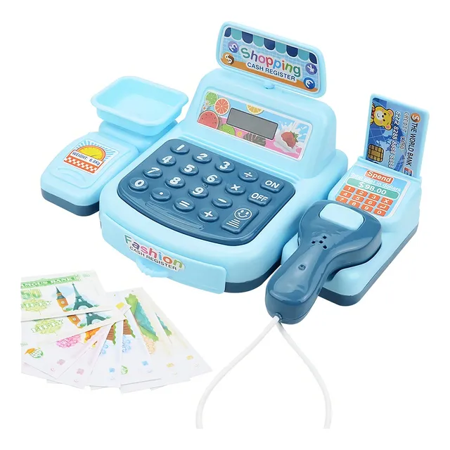 Caja Registradora Juguete Infantil Juego Para Niñas Y Niños Color Azul Claro