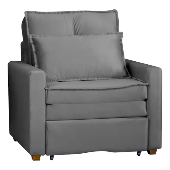 Poltrona Cama Solteiro Assento Dobrável Sleep Combinar Cor Cinza