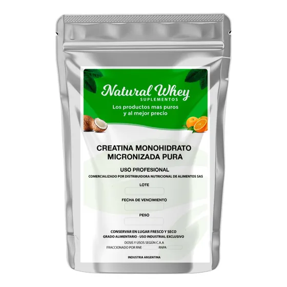 Suplemento En Polvo Natural Whey Creatina Pura Monohidratada 250 Gramos Libre De Hidratos De Carbono 