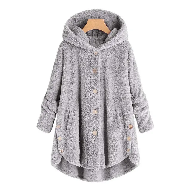 Abrigo Mujer Tops Largo Sueter Boton Suelto Capucha Moda