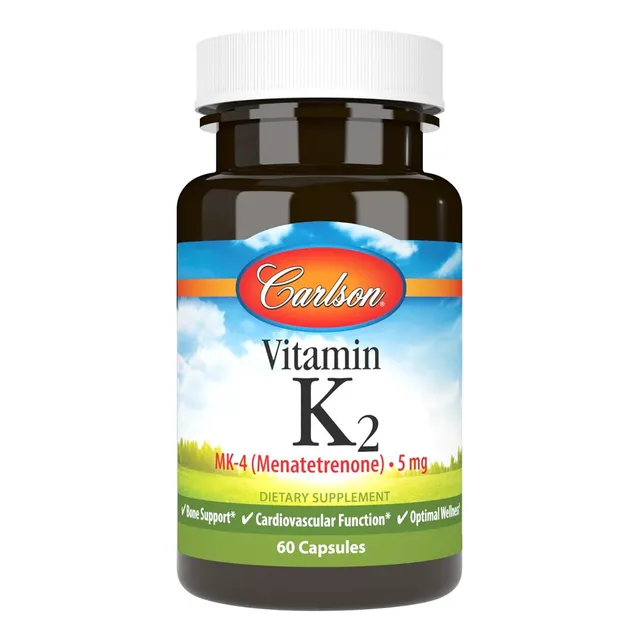 Vitamina K2 Mk-4 Menatetrenona 5 Mg Carlson 60 Cápsulas