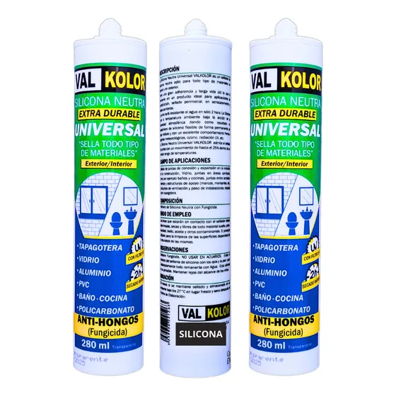 Silicona Antihongos Transparente Valkolor 280ml X3