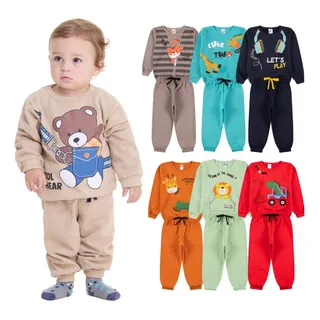 Kit 2 Conjunto Moletom Peluciado BebĂȘ Menino Infantil Kit 2 Conjunto Moletom Peluciado BebĂȘ Menino Infantil