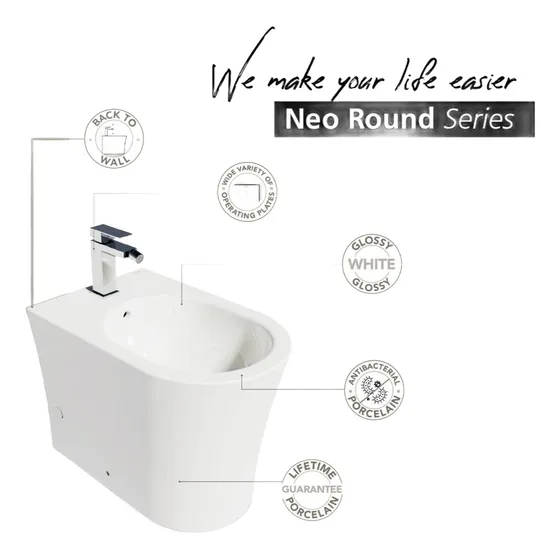 Nova Bidet Neo Round Redondo Blanco Brillante Monomando