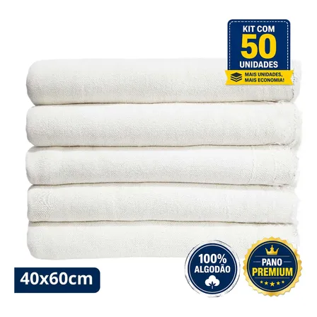 Kit 50 Panos Chão Sacaria Alvejada 40x60 100% Algodão Branco