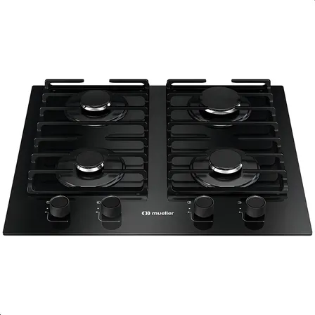 Cooktop Mueller 4 Bocas 59cm Com Grade Dupla Mcg4bm Bivolt Preto