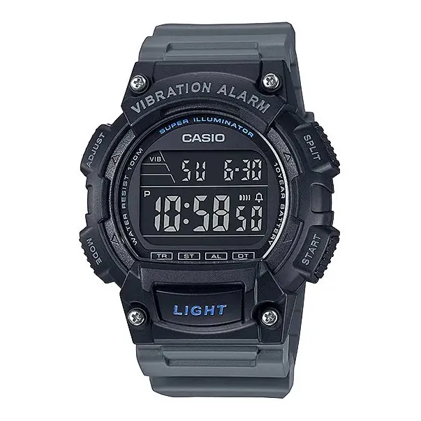 Reloj Digital Casio W-736h-8bv Gris Pantalla Negra 100 M