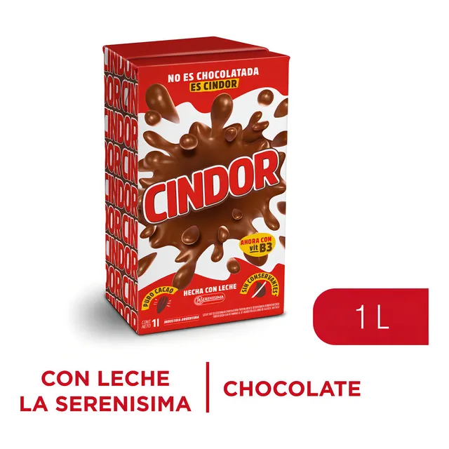 Leche Cindor Chocolatada 1l Cacao Serenisima S/ Tacc