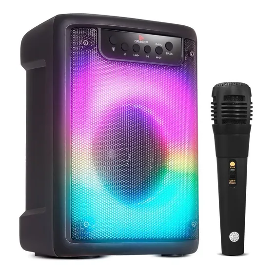 Caixa De Som Portatil Bluetooth Canhão Fm P2 P10 Amplificada Cor Preto