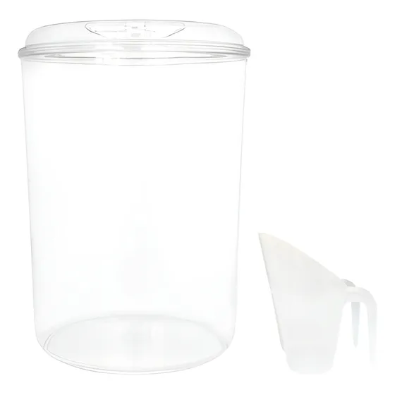 Kit Pote Acrílico Redondo Com Tampa 12 Litros + Concha 600ml