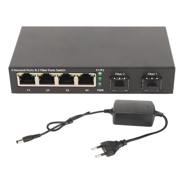 Led Autoadaptable De Fibra Ethernet Sfp, 6 Puertos, 10, 100,