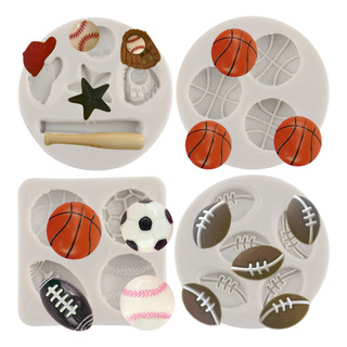 4pcs Molde Silicona Fútbol Baloncesto Béisbol Rugby Fondant 4pcs Molde Silicona Fútbol Baloncesto Béisbol Rugby Fondant
