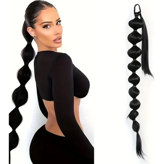 Extensión Moño Largo Decorativo Cabello Sintetico