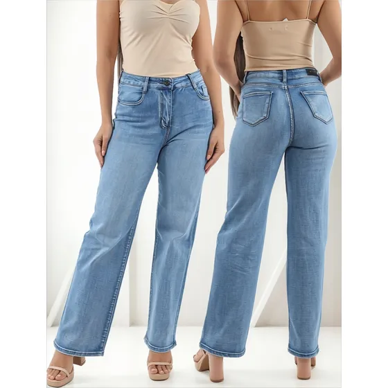 Jeans Wide Leg Mujer Azul