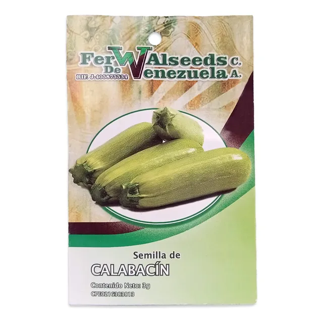 Semillas Calabacin, 3g. Pack 4 Unidades.