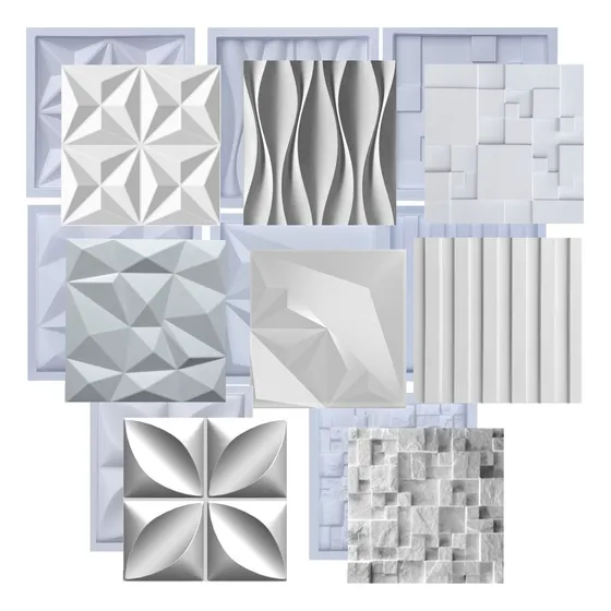 Moldes De Gesso 3d E Placa Cimenticia Abs Kit 8 Formas 30x30