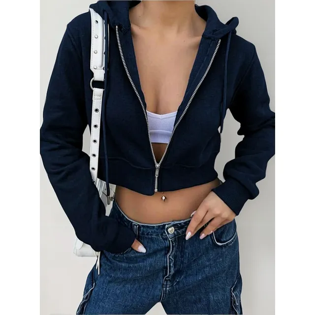 Chompa Sudadera Corta Con Capucha - Talla Xs