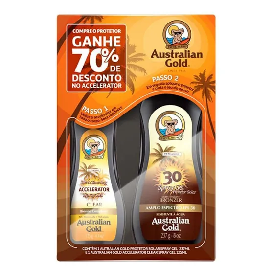 Kit Protetor Solar E Bronzeador Australian Gold Fps30 