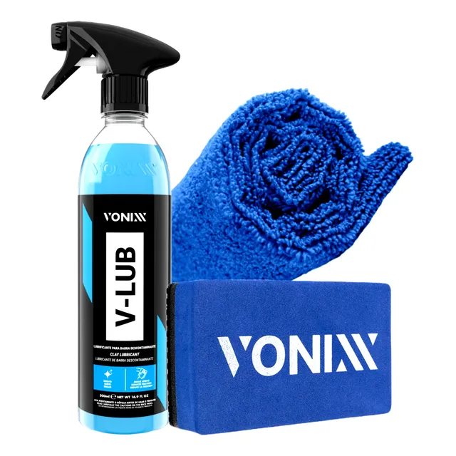 Kit Taco Clay Bar Pad Vonixx + V-lub Lubrificante + Toalha