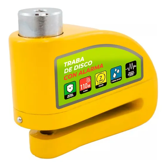 Traba Disco Alarma 110db Candado Moto Bici Seguridad Llaves Color Amarillo Marca Raitot