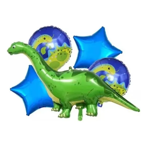 Bouquet 5 Globos Dinosaurio Globo 3d+4 Metalizados 45cm