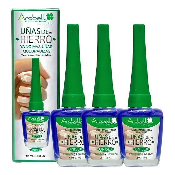 Kit X3 Base Uñas Hierro Arobell