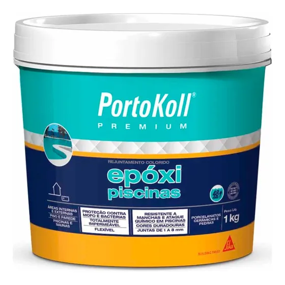 Balde Rejunte Epóxi Premium 1kg Azul Cobalto Piscina Piso