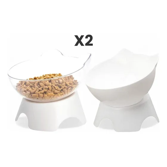 Portu Pets Bowl Cat Cara Gato Comedero Acrilico Con Base