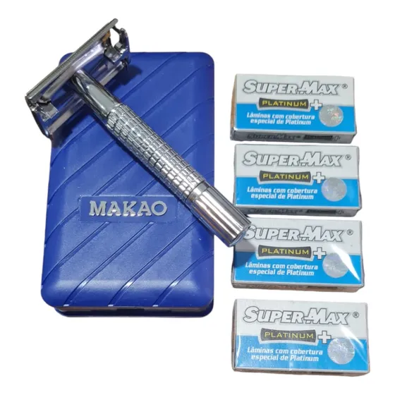 Combo Maquina De Afeitar De Metal Makao+4 Cajas De Repuesto