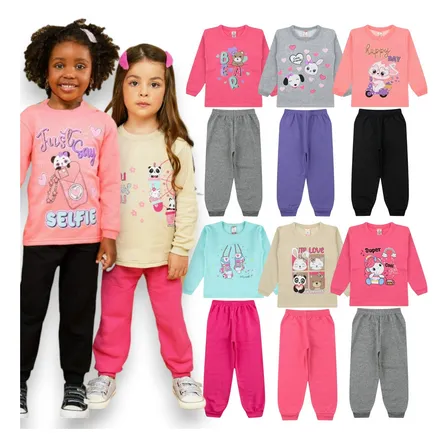 Kit 4 Peças Moletom Infantil Menina Inverno Outono 1 A 8