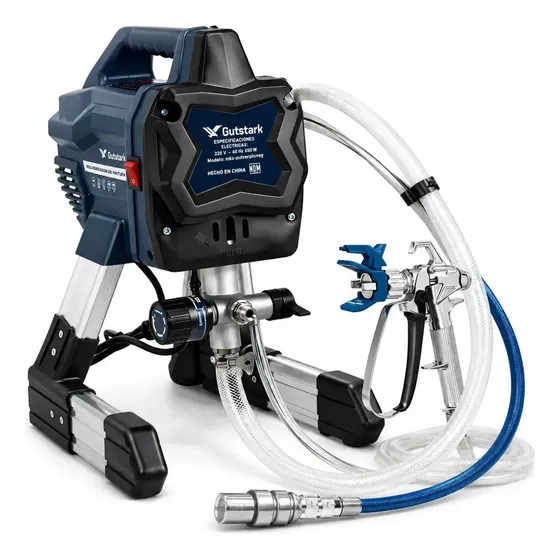 Pulverizador Pintura 650w 3000 Psi Alta Presion Industrial Airless 220v 50hz Flujo 1.4 Lmin Manguera 10m Cable 150cm Punta 0.019 Pulgadas Latex Agua Aceite