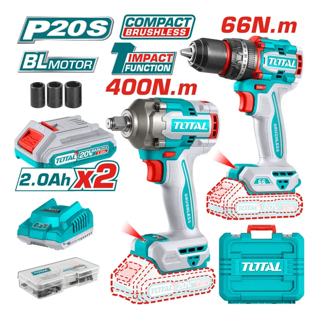 Taladro Inalambrico Brushless 66nm + Llave De Impacto 400nm