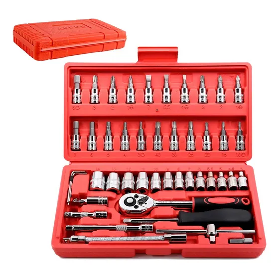 Kit De Ferramentas 46 Peças Chaves Phillips Fenda Torque