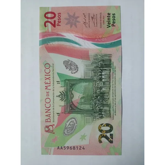 Billete, $20 Entrada Del Ejército Trigarante Serie Aa.