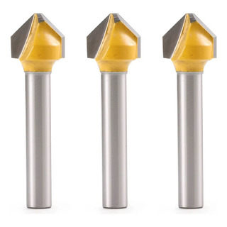 Kit 3 Fresas Broca Chanfro Dobra Acm 90° Ponta 2,5 Haste 6mm Kit 3 Fresas Broca Chanfro Dobra Acm 90° Ponta 2,5 Haste 6mm